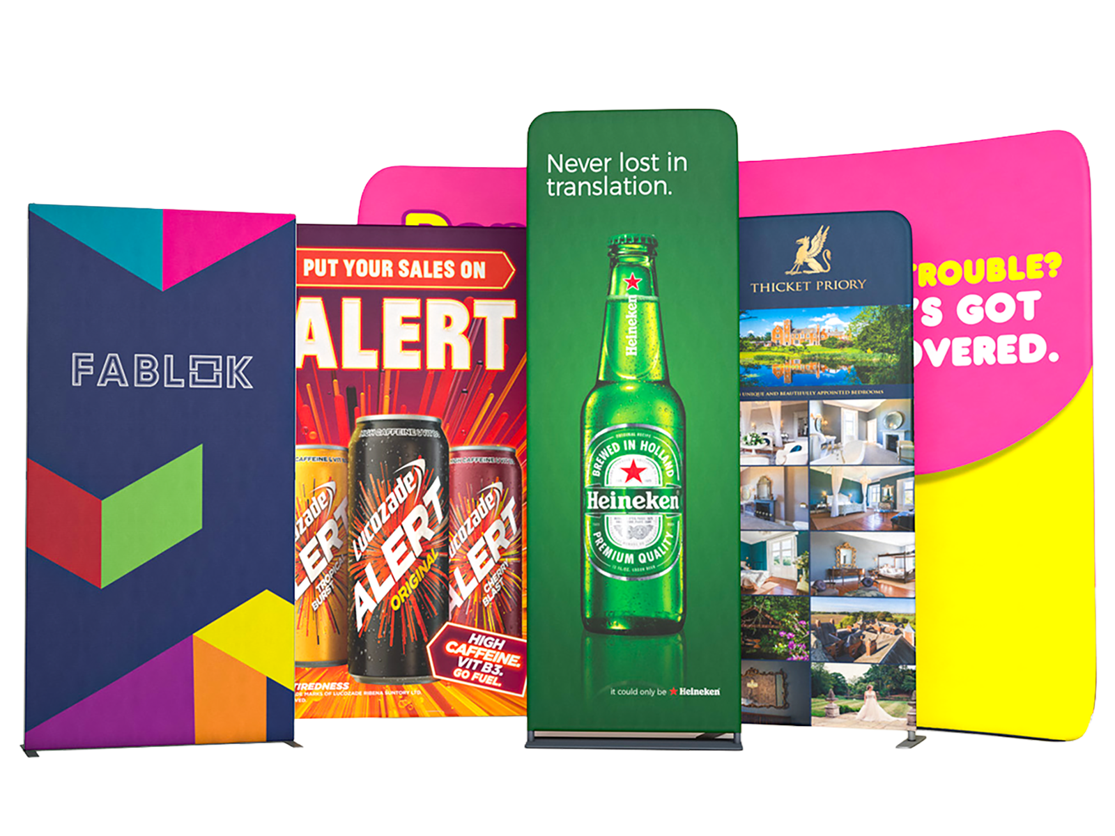 A colourful collection of XL Displays exhibition stands